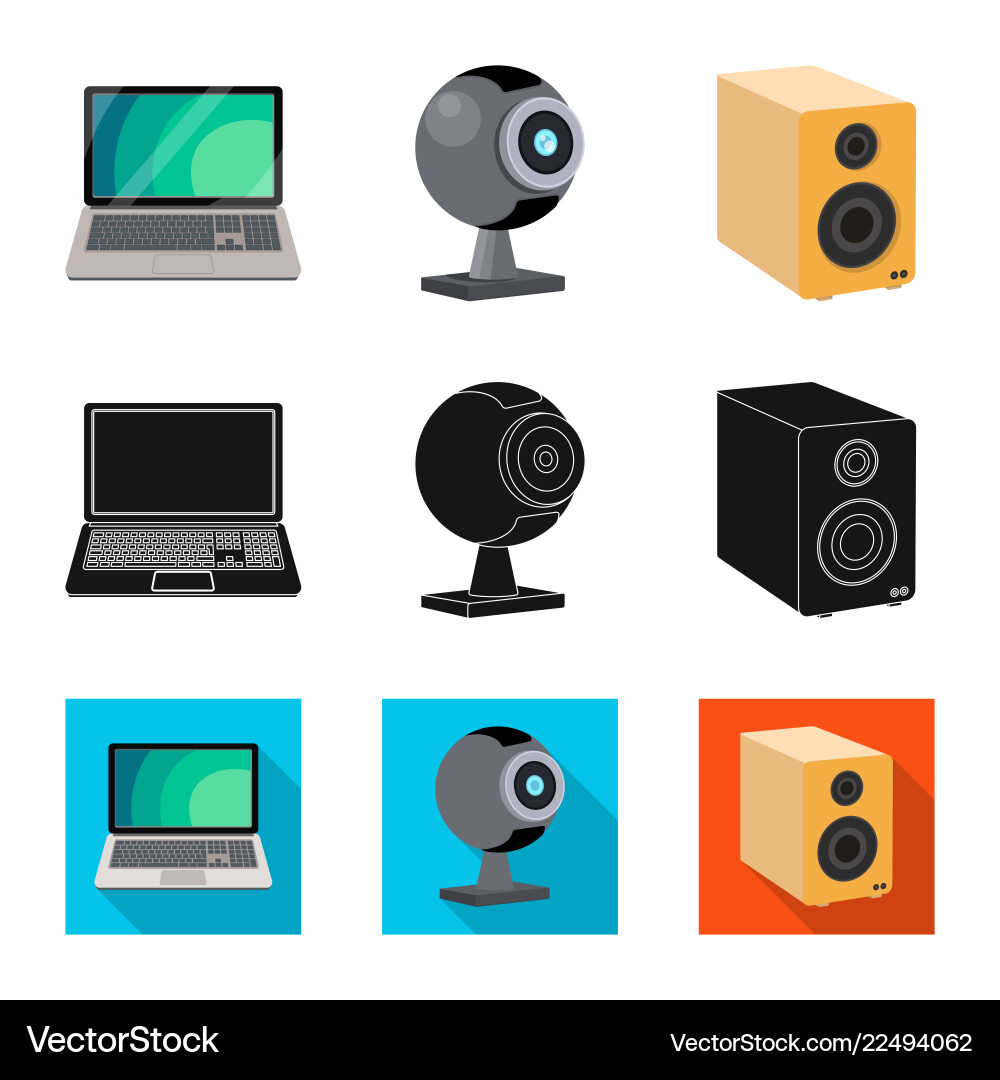 Isolated object of laptop and device symbol set Isolated object of laptop and device symbol set vector image