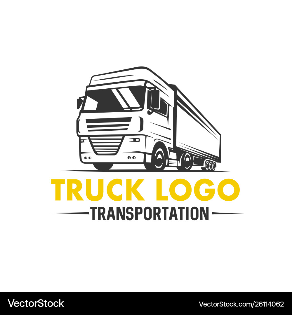 Monochrome Transportation Truck Logo Vector Image