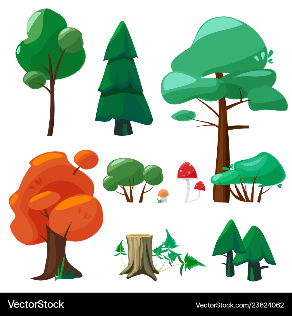 Nature cartoon elements game ui collection Nature cartoon elements game ui collection vector image