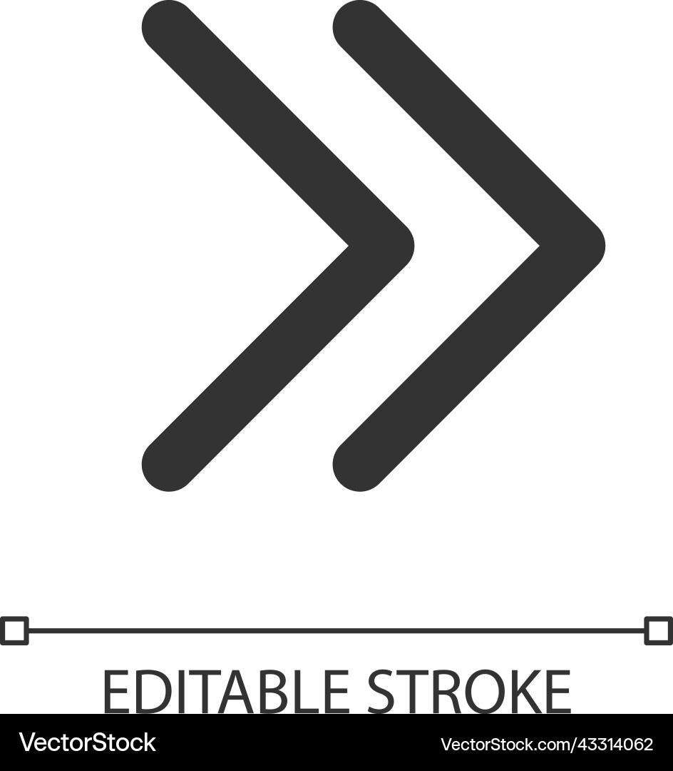 Right double arrow pixel perfect linear ui icon Right double arrow pixel perfect linear ui icon vector image