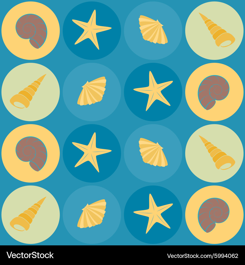Seamless background with shells vector image