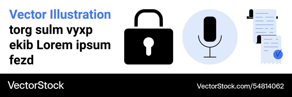 Secure communication elements lock microphone Secure communication elements lock microphone vector image