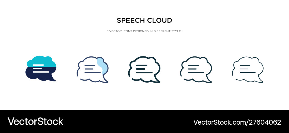 Speech cloud icon in different style two colored Vector Image