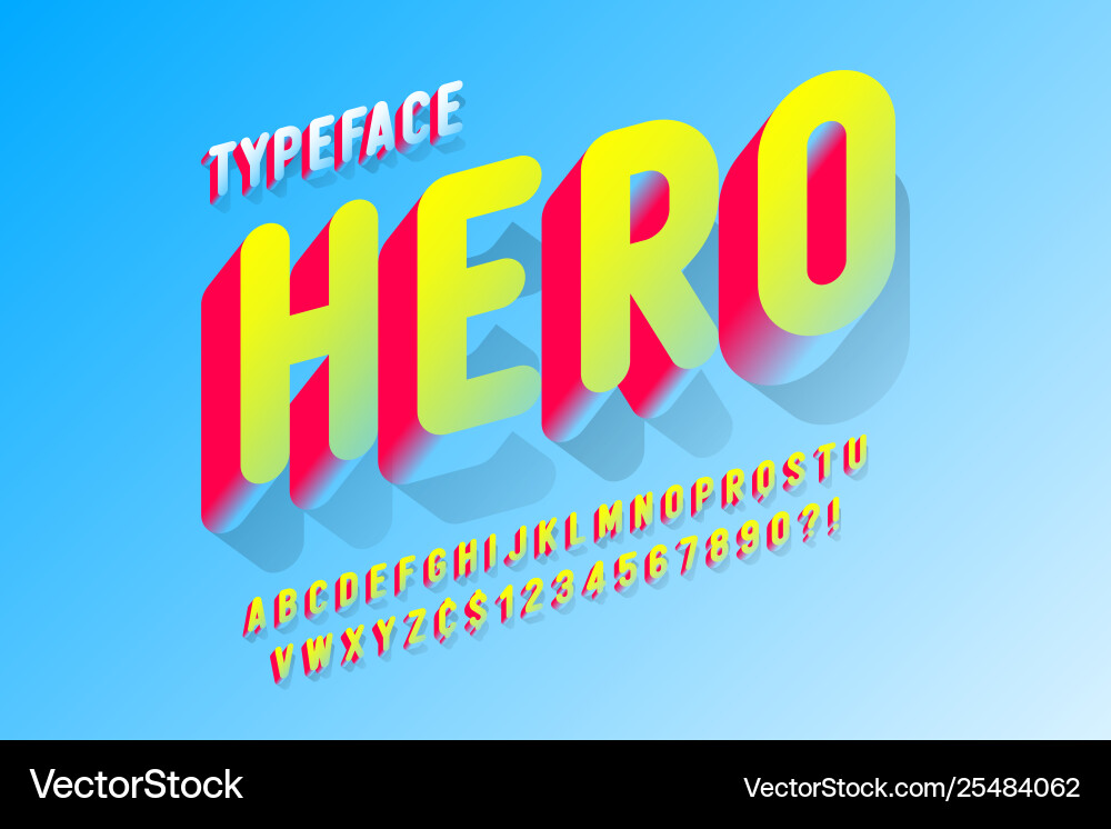 Trendy 3d comical font design colorful alphabet Trendy 3d comical font design colorful alphabet vector image