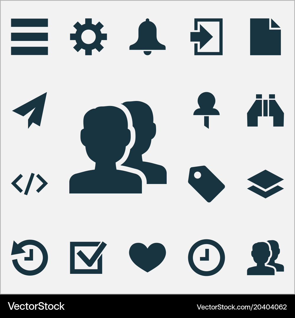 User icons set with alarm wait badge and other Vector Image
