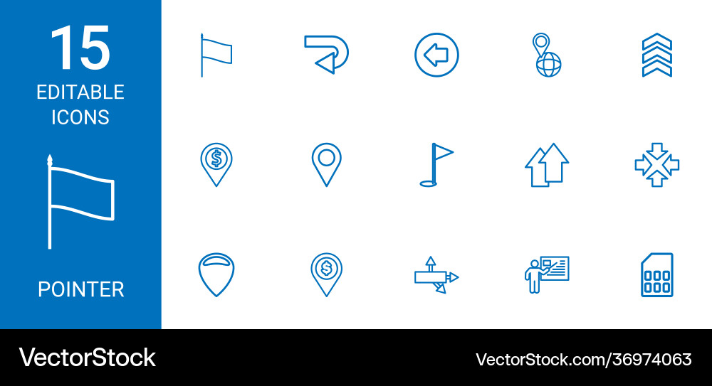 15 pointer icons Vector Image