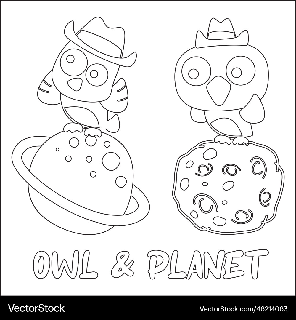 Bird character in the space with planet Bird character in the space with planet Vector Image