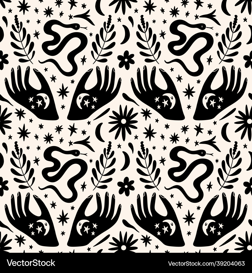 Boho snakes seamless pattern design art print vector image