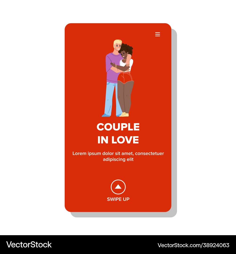 Boy and girl couple in love hug together Boy and girl couple in love hug together vector image