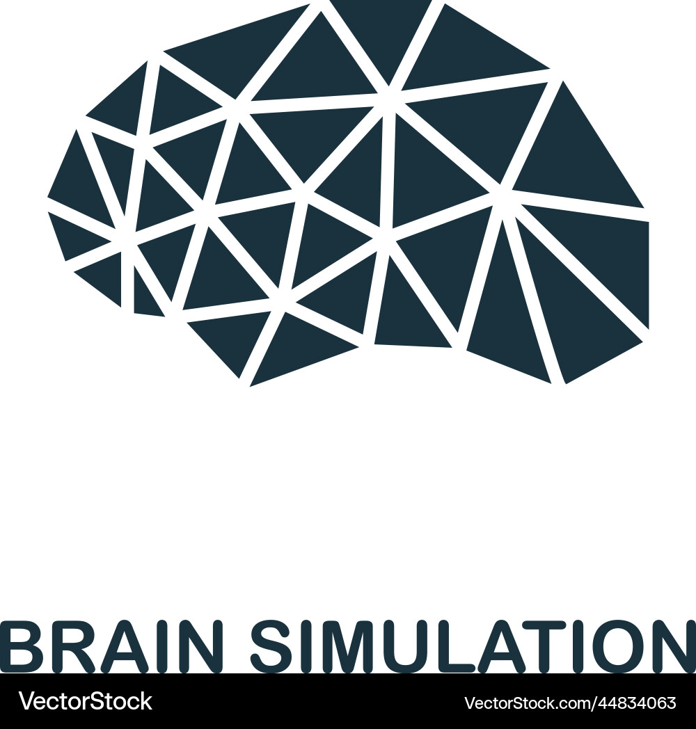Brain simulation icon monochrome simple smart Brain simulation icon monochrome simple smart Vector Image