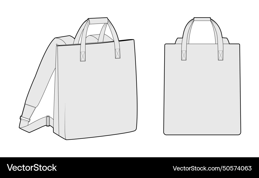 Convertible backpack silhouette tote bag Vector Image