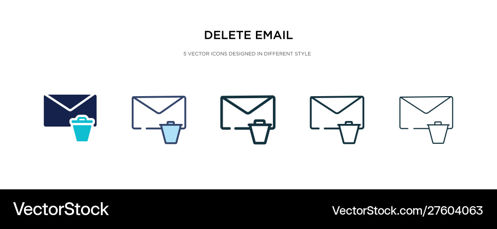 Delete email icon in different style two colored Delete email icon in different style two colored vector image