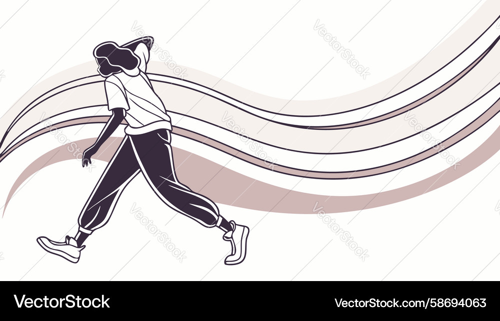 Figure running with abstract waves dynamic Vector Image