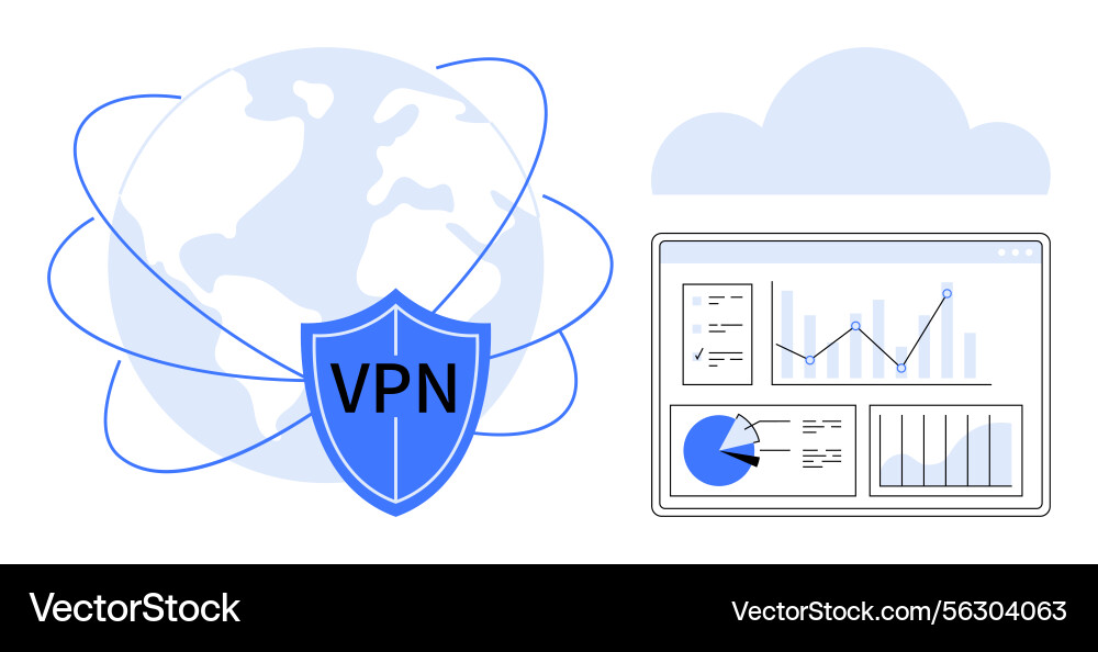 Global vpn network security and data analytics Global vpn network security and data analytics vector image
