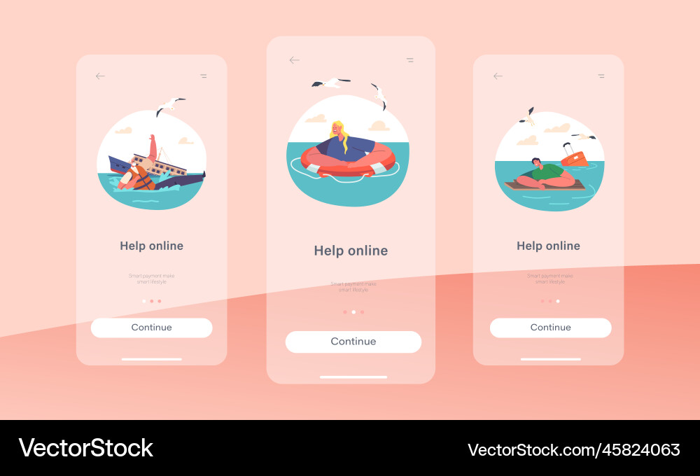 Help online mobile app page onboard screen Help online mobile app page onboard screen vector image