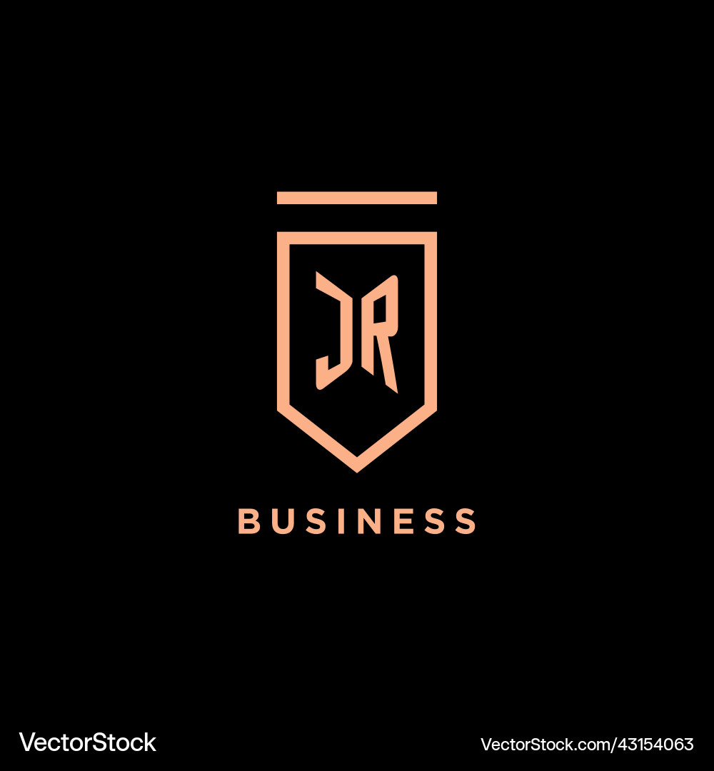 Jr monogram initial with shield logo design icon vector image