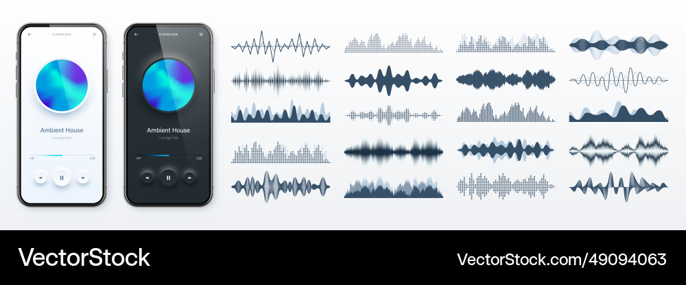 Online audio player user interface smartphone app Online audio player user interface smartphone app vector image