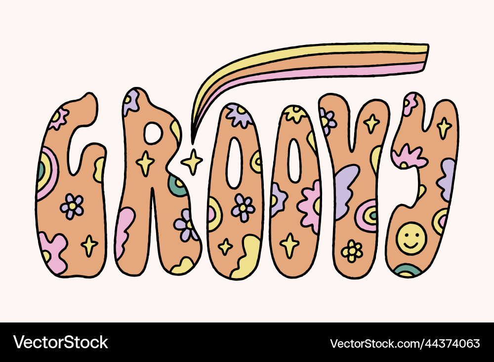 Ornate lettering hippie positive type Ornate lettering hippie positive type vector image