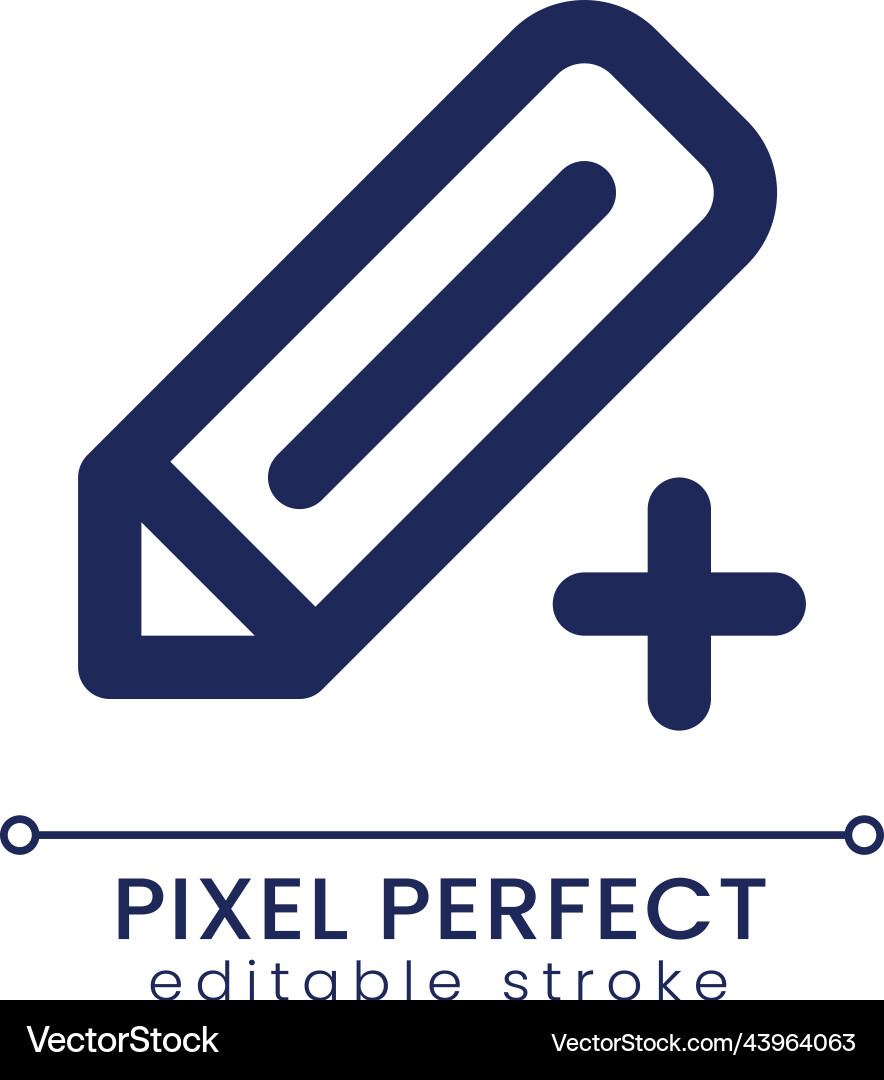 Pencil and plus pixel perfect linear ui icon Pencil and plus pixel perfect linear ui icon vector image