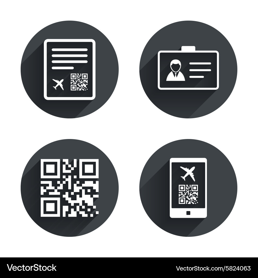 Qr scan code icon boarding pass flight sign Vector Image