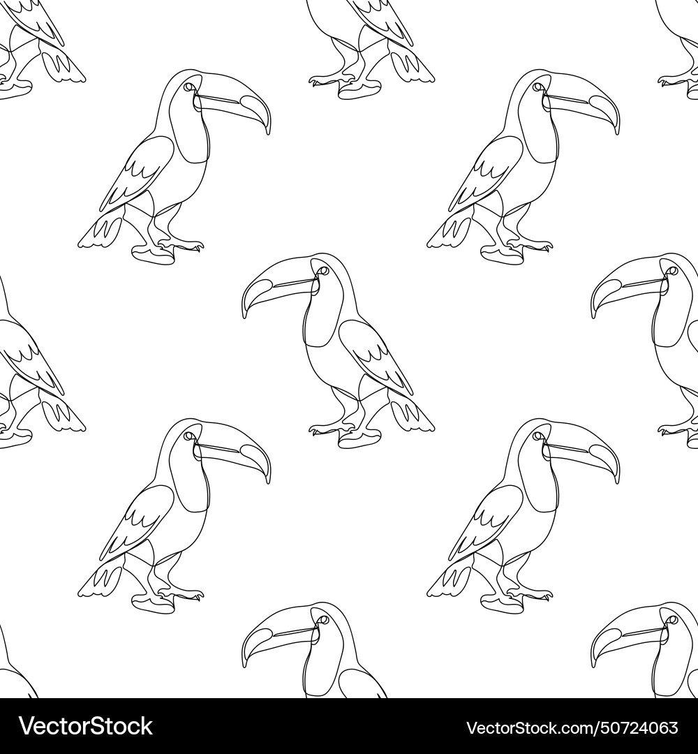 Seamless pattern line toucan white background Vector Image