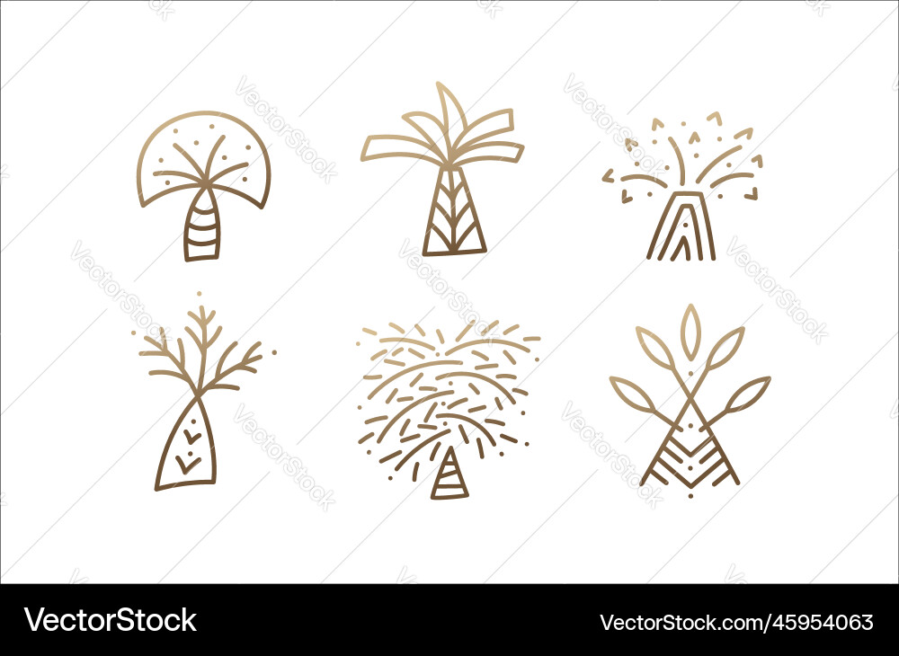 Set of palm trees icons abstract outline Set of palm trees icons abstract outline vector image