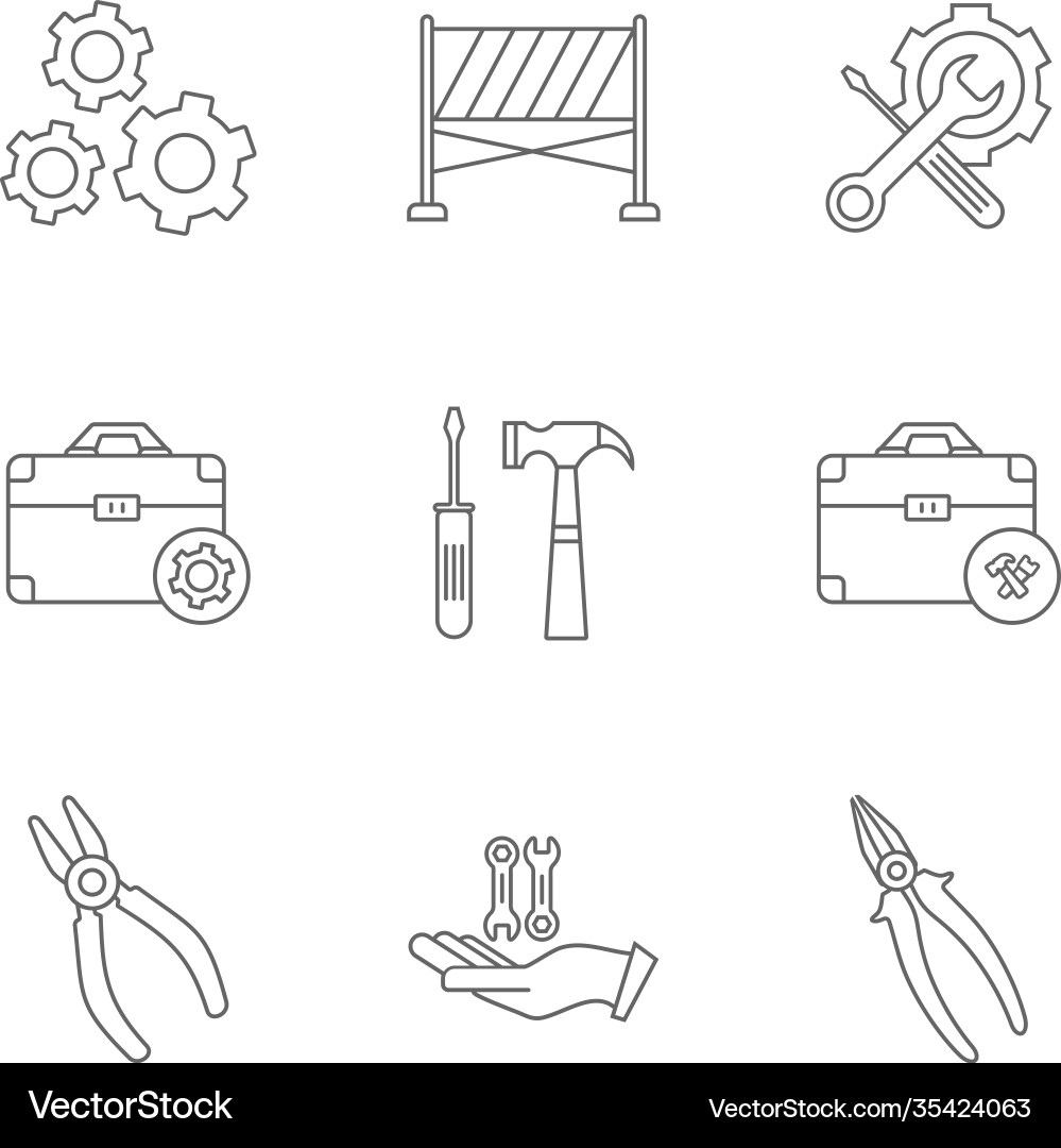 Set technical icon engineering simple Vector Image