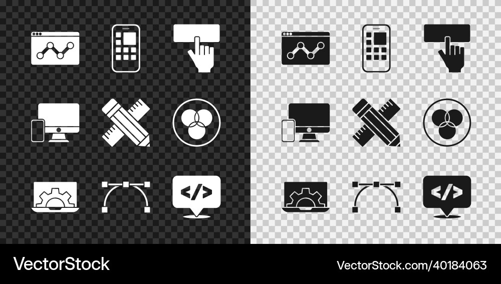 Set website statistic mobile apps keyboard vector image