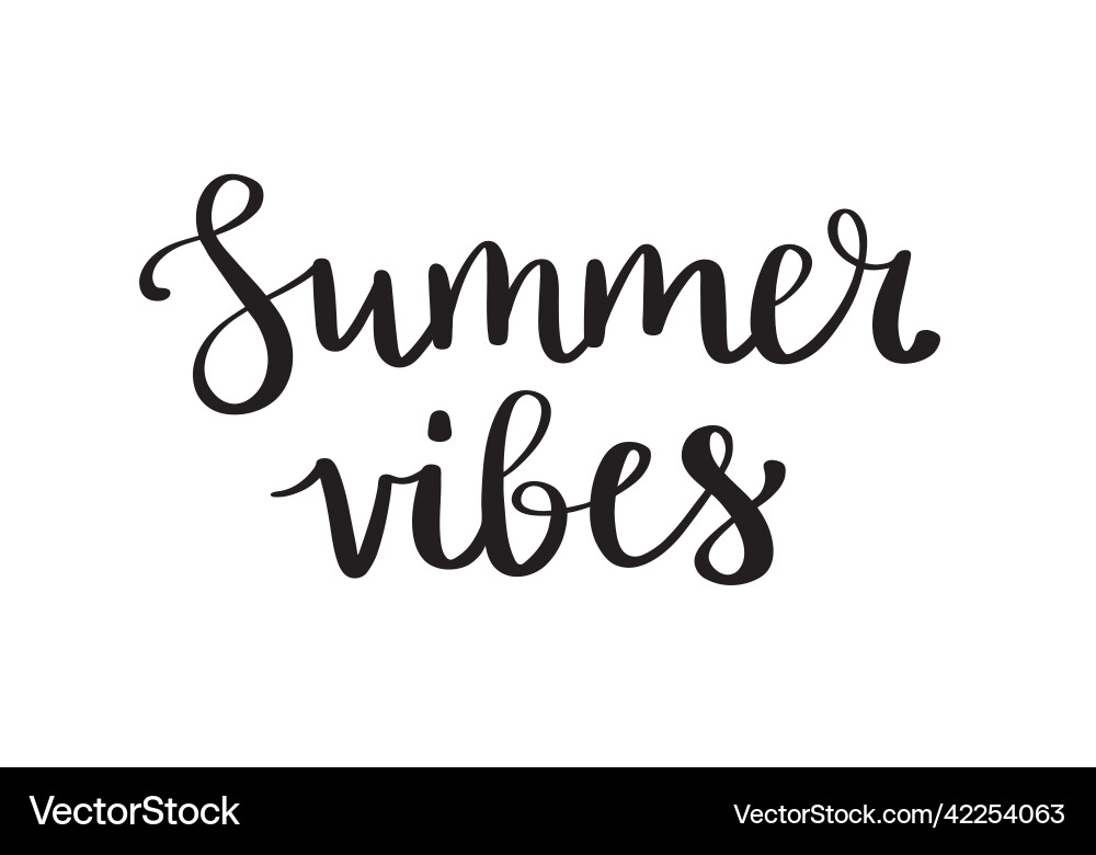 Summer vibes hand written calligraphy holiday Summer vibes hand written calligraphy holiday vector image