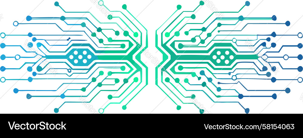 Symmetrical Circuit Tile Pattern Vector Image