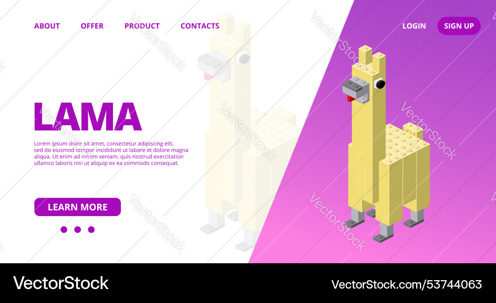 Web template with a lama Web template with a lama vector image