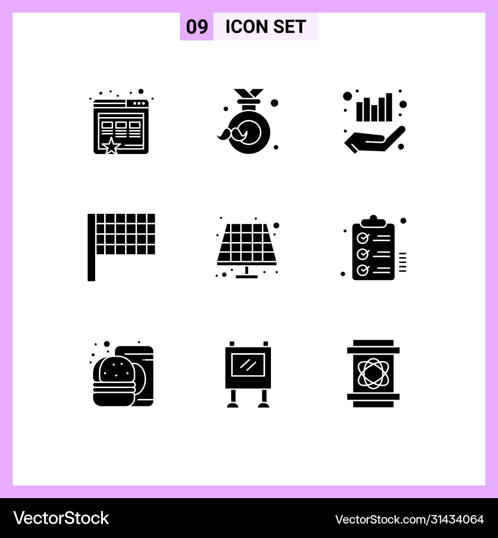 9 universal solid glyphs set for web and mobile vector image