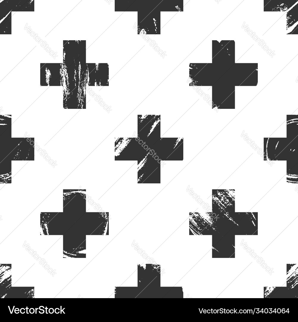 Black Cross Pattern - Scandinavian Style Vector Image