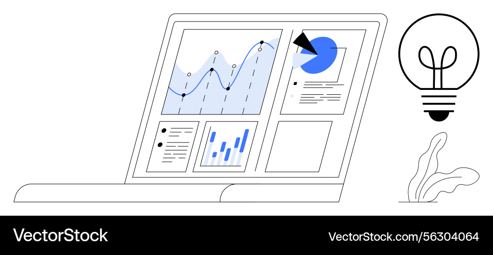 Data analytics dashboard on laptop with graphs Data analytics dashboard on laptop with graphs vector image
