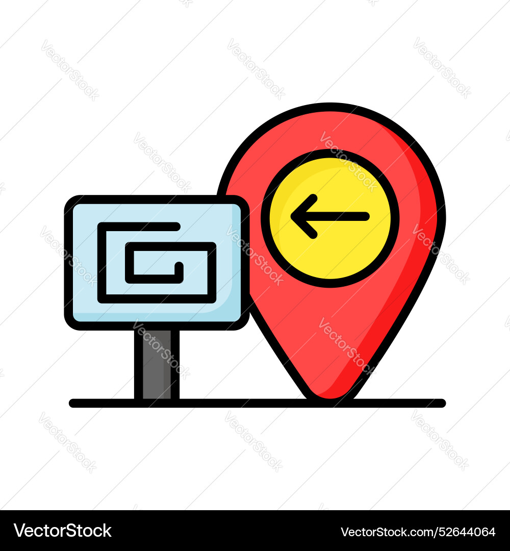 Directional arrow inside map pin with signboard Vector Image
