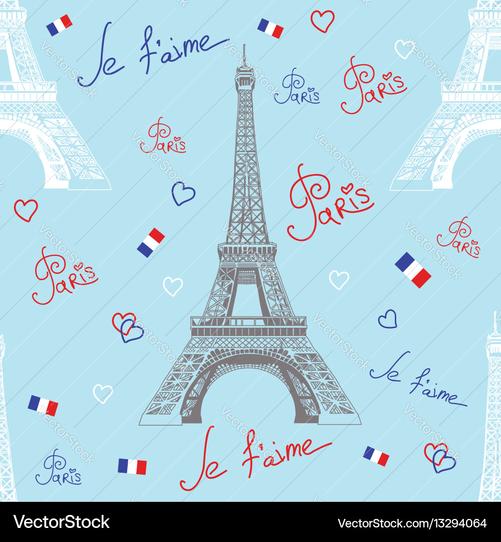 Eiffel Tower Seamless Pattern Vector Image