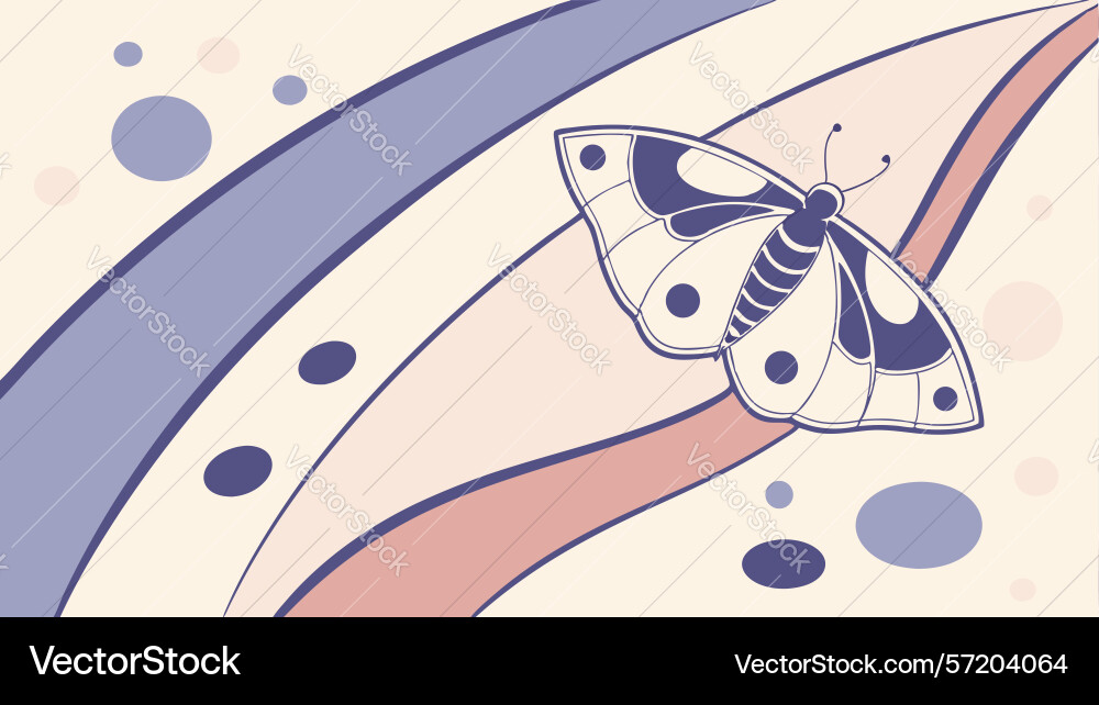Elegant moth with abstract flowing lines design vector image