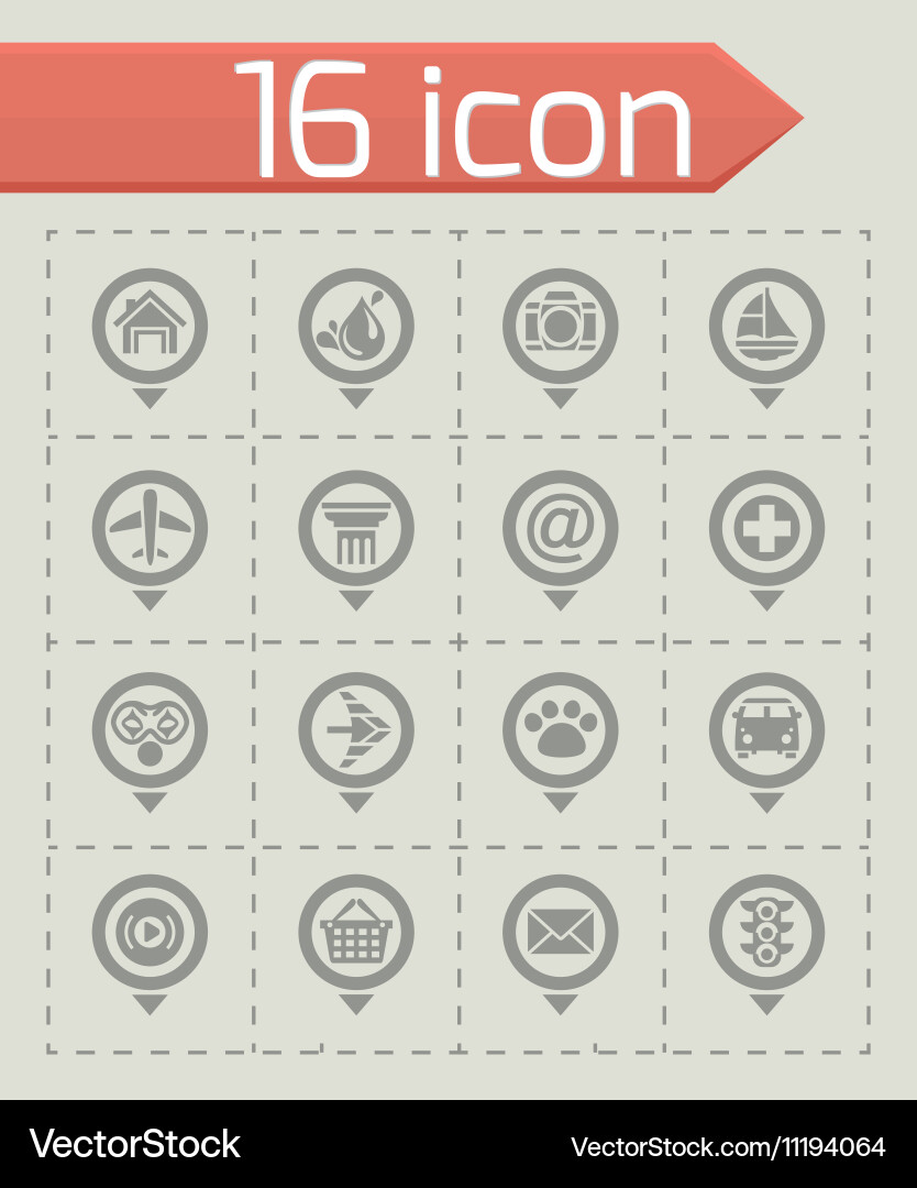 Map pointer icon set vector image