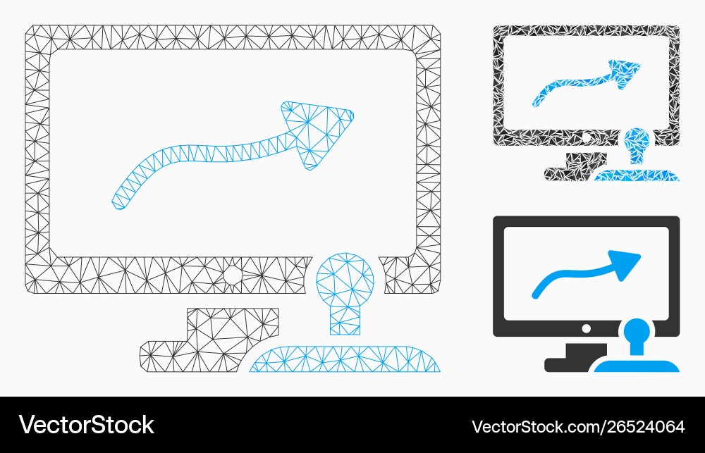 Path control monitor mesh 2d model vector image