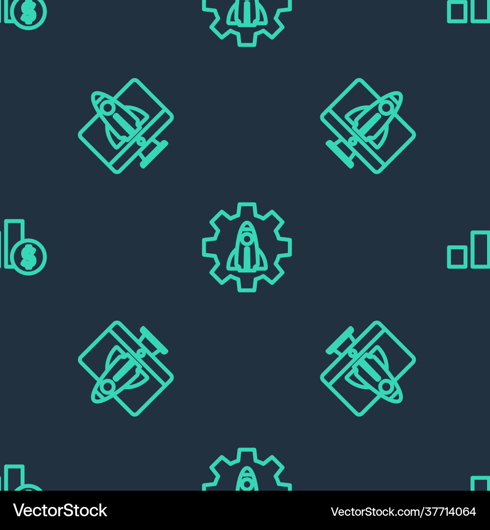 Set line startup project concept and pie chart Set line startup project concept and pie chart vector image