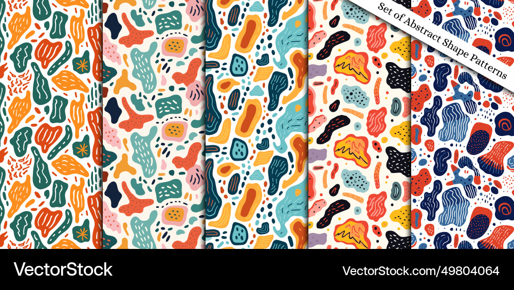 Set of seamless patterns with abstract hand drawn vector image