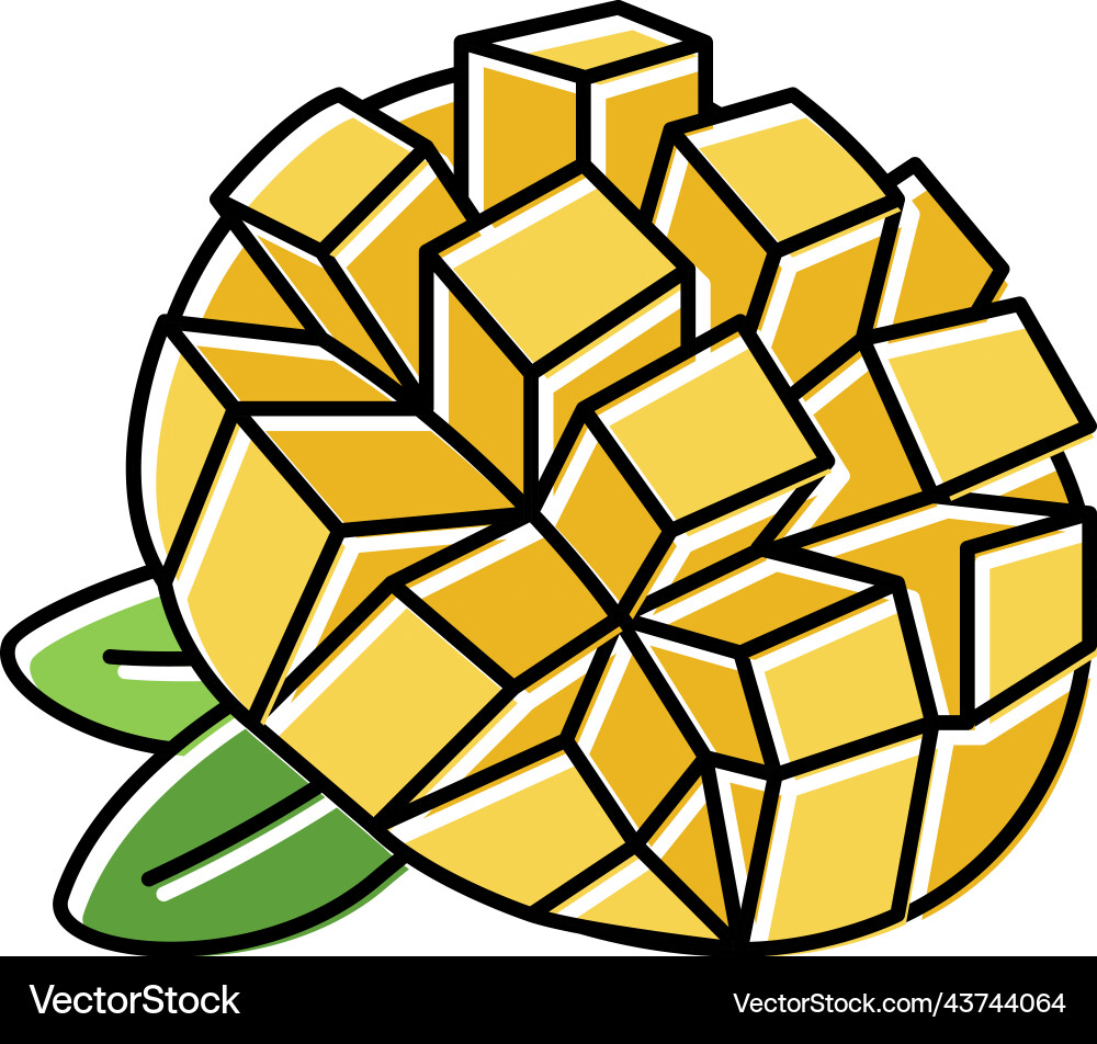 Slice mango cube leaf color icon Vector Image