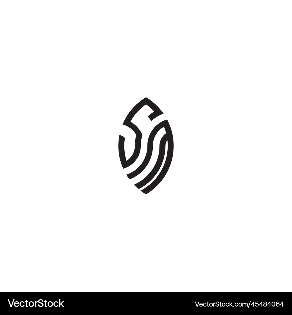 Sm leaf shape line initial concept with high Vector Image