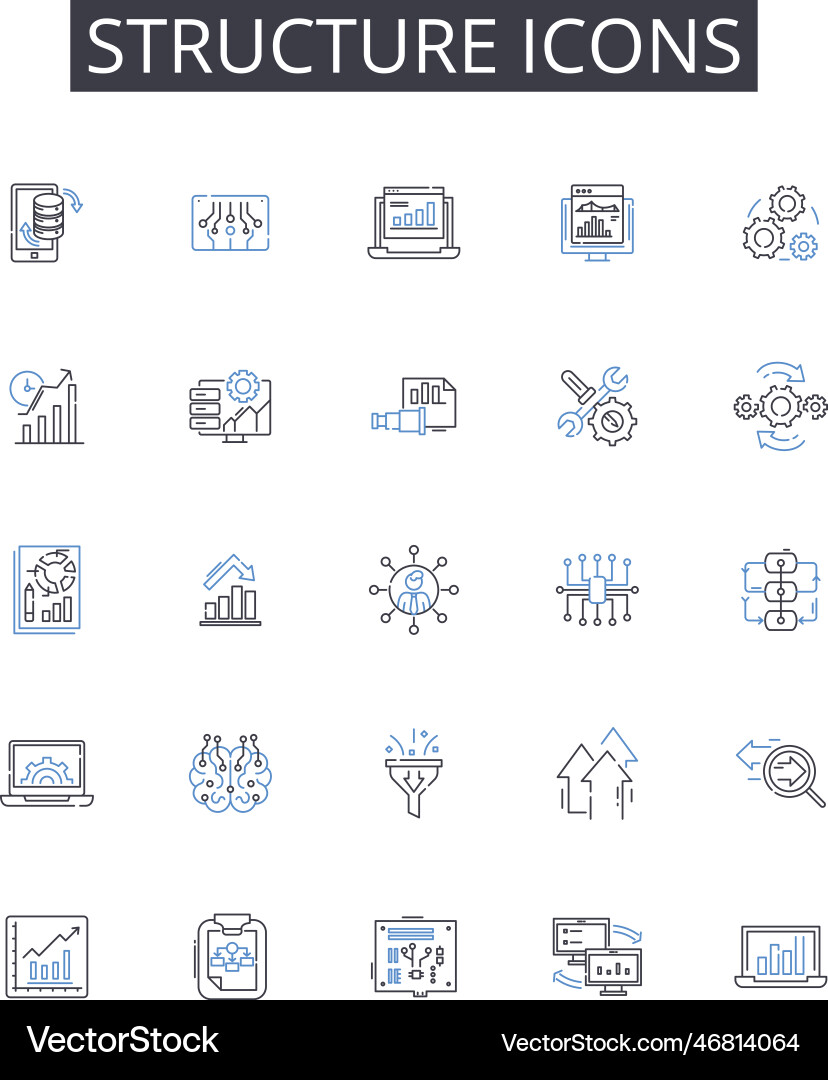 Structure icons line collection design Structure icons line collection design vector image