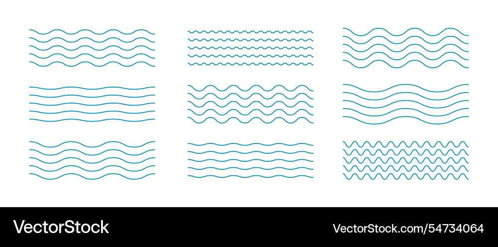 Waves line set wave ornament pattern zigzag vector image