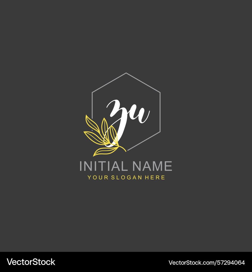 Zu initial logo templates with botanical elements Vector Image