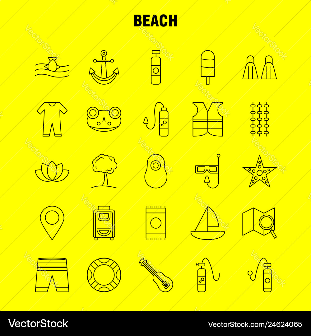 Beach line icon for web print and mobile uxui kit vector image