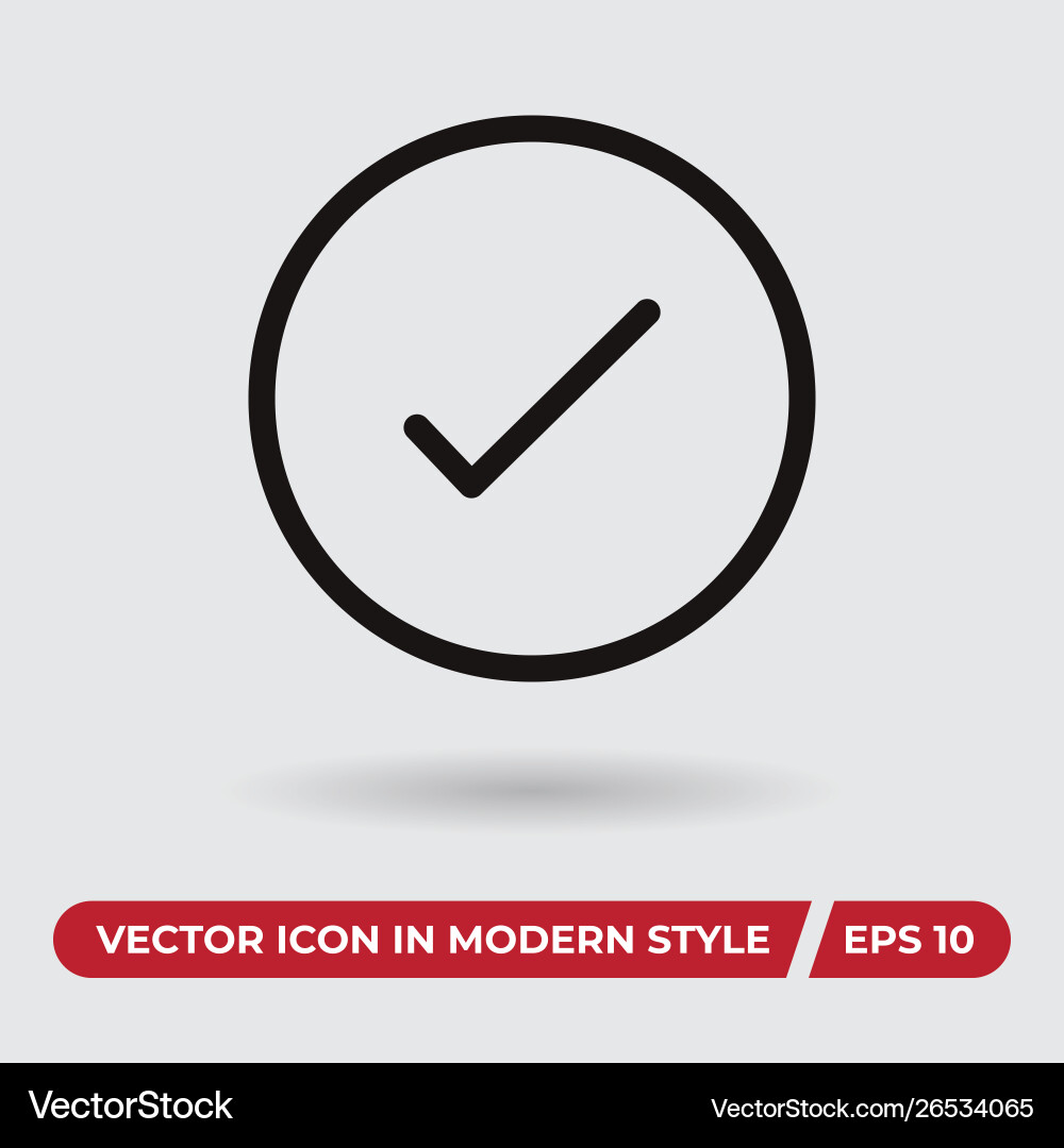 Check icon in modern style for web site Vector Image