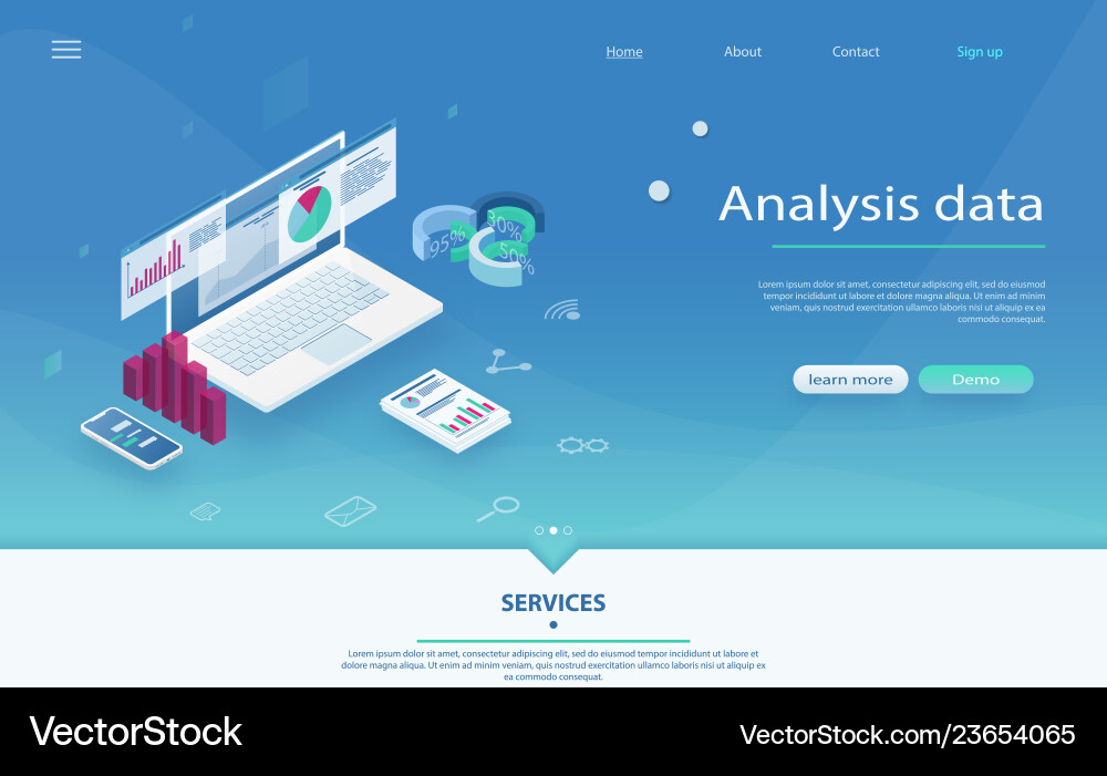 Data analysis server isometric Data analysis server isometric vector image