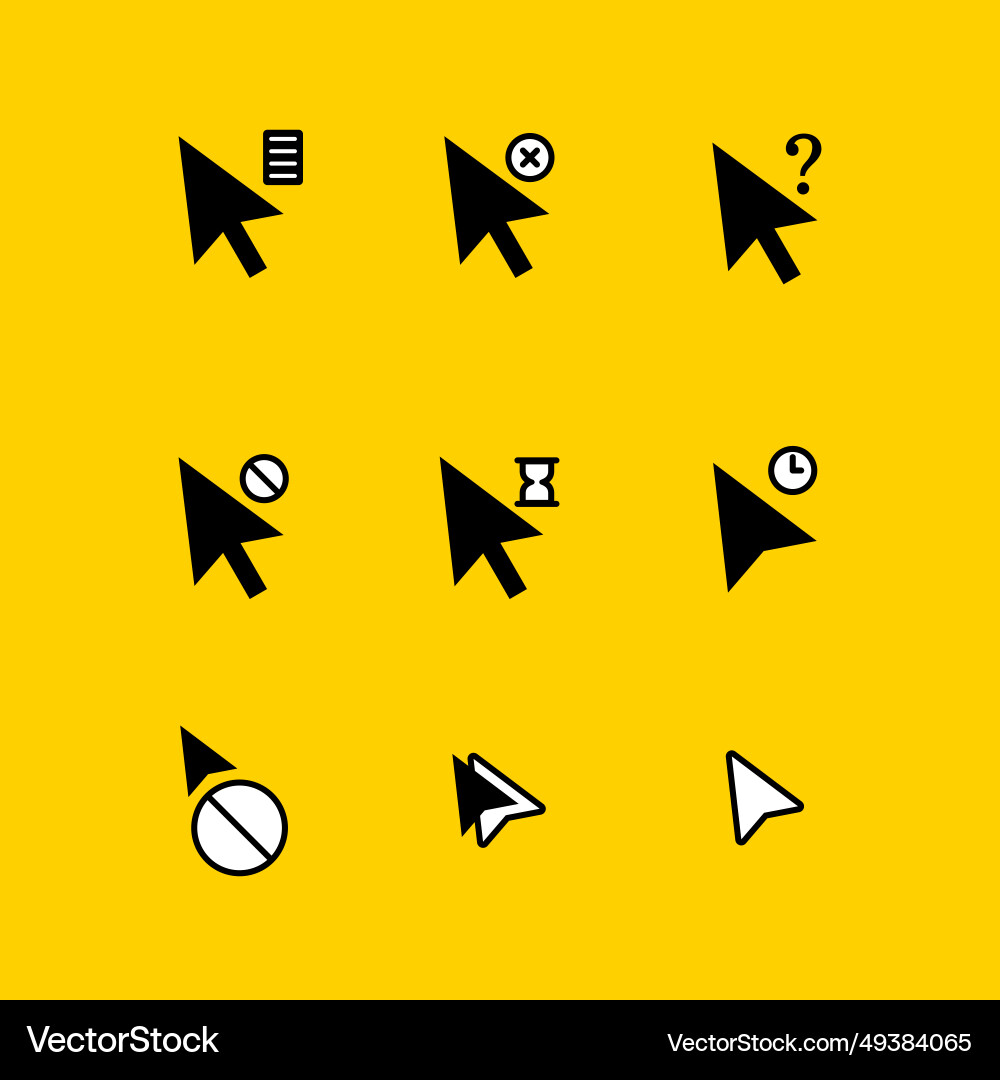 Design mouse cursor set isolated on white Design mouse cursor set isolated on white vector image